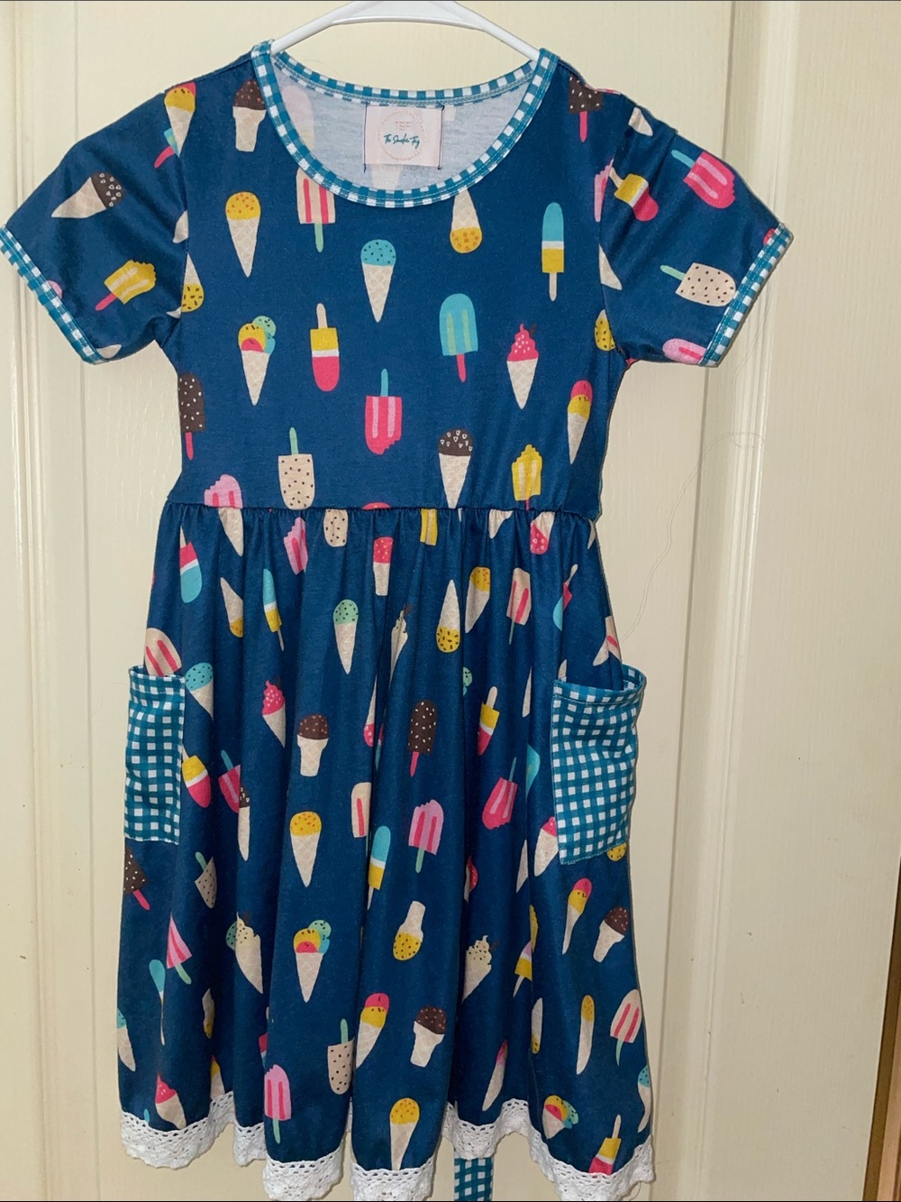 Girls Navy Ice Cream Print Dress